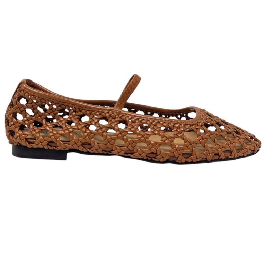 IBDPOSH Brown Woven Mary Jane Flats Size 8 Square Toe Mesh Ballet Shoes